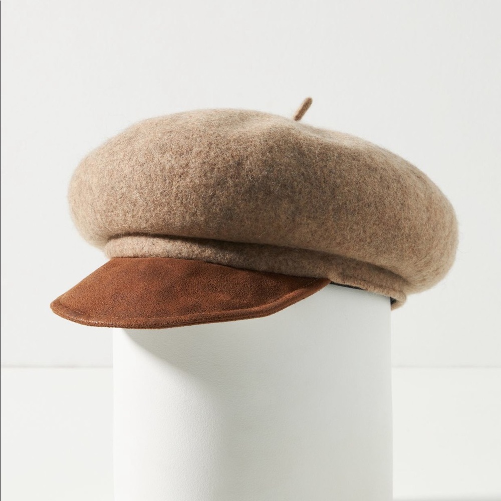 Anthro Lizzy Trimmed Wool Newsboy Hat